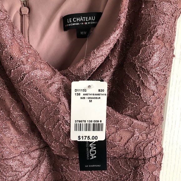 NWT Le Chateau Sparkly Lace High- Low Dusty Pink Dress - Picture 2 of 7